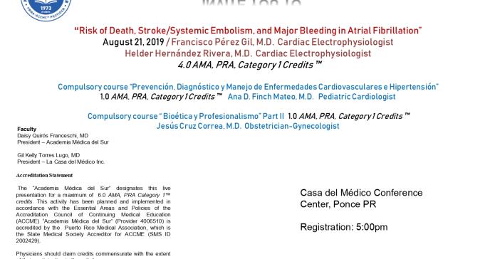 Risk of Death, Stroke /Systemic Embolism, and Mayor bleeding in Atrial Fibrillation
