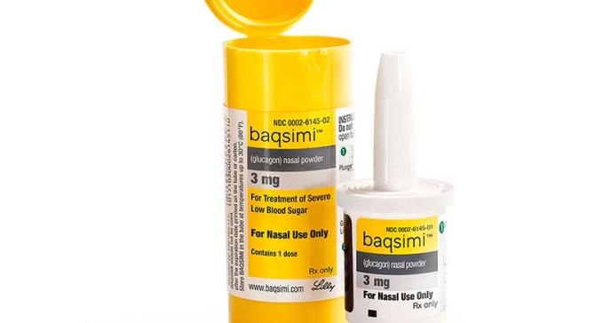 BAQSIMI,  primer y único glucagón administrado por vía nasal en el mundo