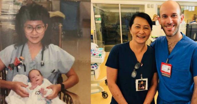 Una enfermera acaba trabajando con el bebé prematuro que cuidó 28 años antes