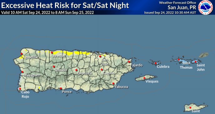 Alerta amarilla por temperaturas de hasta 107 grados Fahrenheit en el norte de Puerto Rico